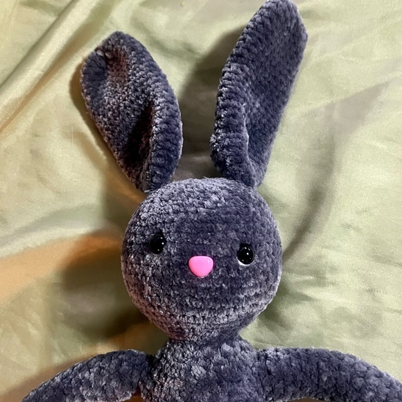 Adorable Bunny Rabbit Doll Handmade Soft and Cuddly Crochet Plush One of a Kind - Picture 7 of 8